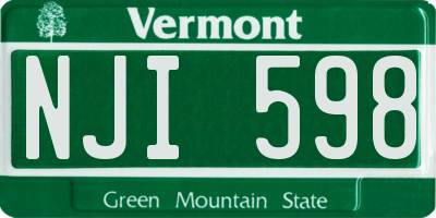 VT license plate NJI598