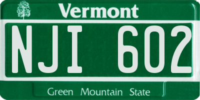 VT license plate NJI602