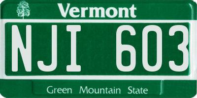 VT license plate NJI603