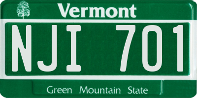 VT license plate NJI701