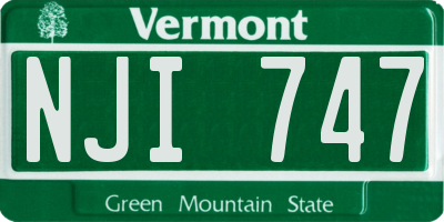 VT license plate NJI747