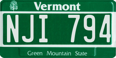 VT license plate NJI794