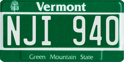 VT license plate NJI940