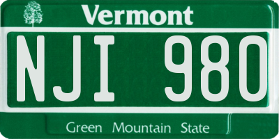 VT license plate NJI980