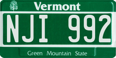 VT license plate NJI992