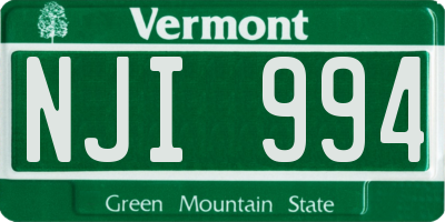 VT license plate NJI994