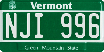 VT license plate NJI996