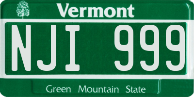 VT license plate NJI999