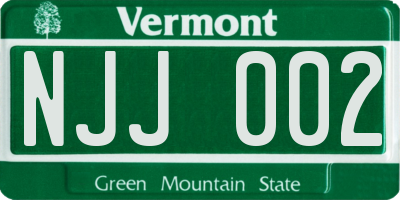 VT license plate NJJ002