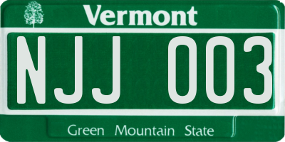 VT license plate NJJ003