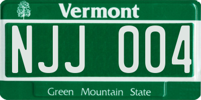 VT license plate NJJ004