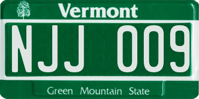 VT license plate NJJ009