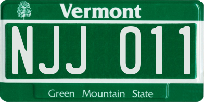 VT license plate NJJ011