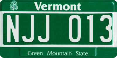VT license plate NJJ013