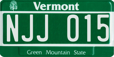 VT license plate NJJ015