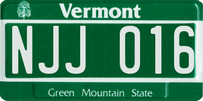 VT license plate NJJ016