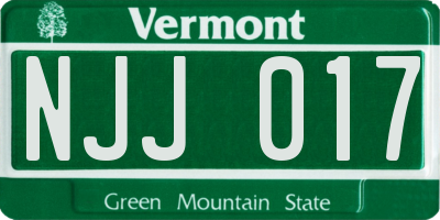 VT license plate NJJ017