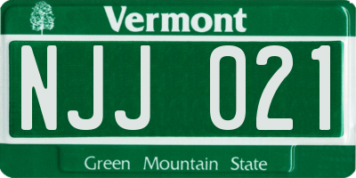 VT license plate NJJ021