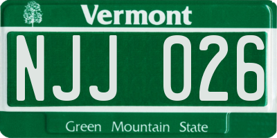 VT license plate NJJ026