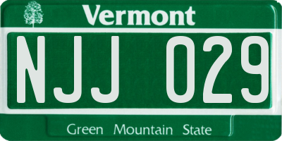VT license plate NJJ029
