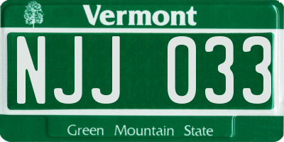 VT license plate NJJ033
