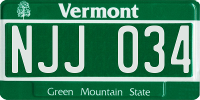 VT license plate NJJ034