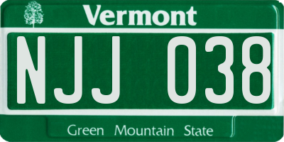 VT license plate NJJ038