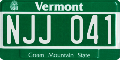 VT license plate NJJ041