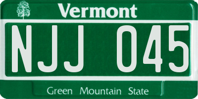 VT license plate NJJ045
