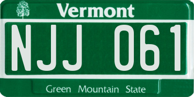 VT license plate NJJ061