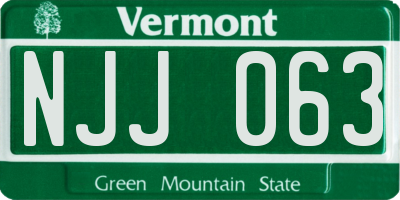 VT license plate NJJ063