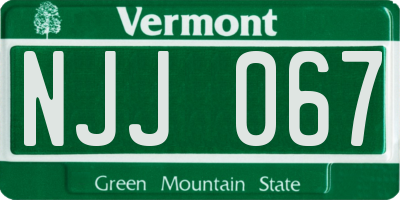 VT license plate NJJ067