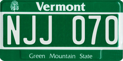 VT license plate NJJ070