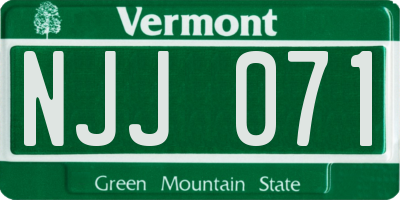 VT license plate NJJ071
