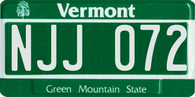VT license plate NJJ072