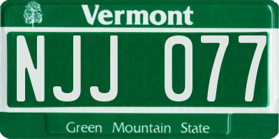 VT license plate NJJ077