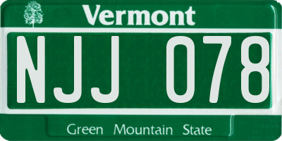 VT license plate NJJ078