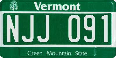 VT license plate NJJ091
