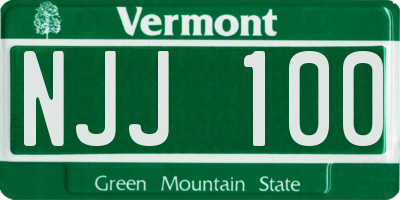 VT license plate NJJ100