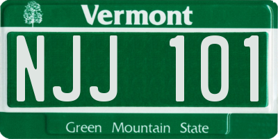 VT license plate NJJ101