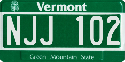 VT license plate NJJ102