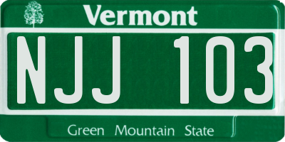 VT license plate NJJ103