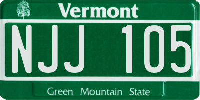 VT license plate NJJ105