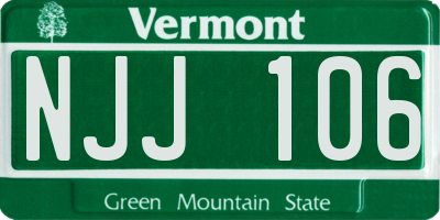 VT license plate NJJ106