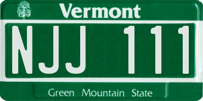 VT license plate NJJ111