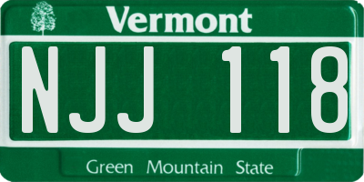 VT license plate NJJ118
