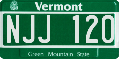 VT license plate NJJ120