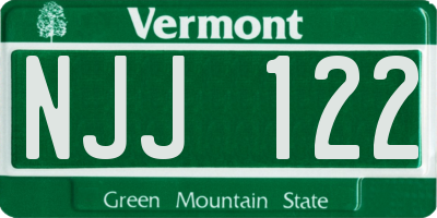 VT license plate NJJ122