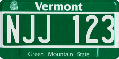 VT license plate NJJ123