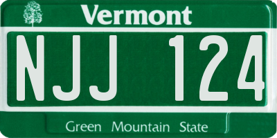 VT license plate NJJ124
